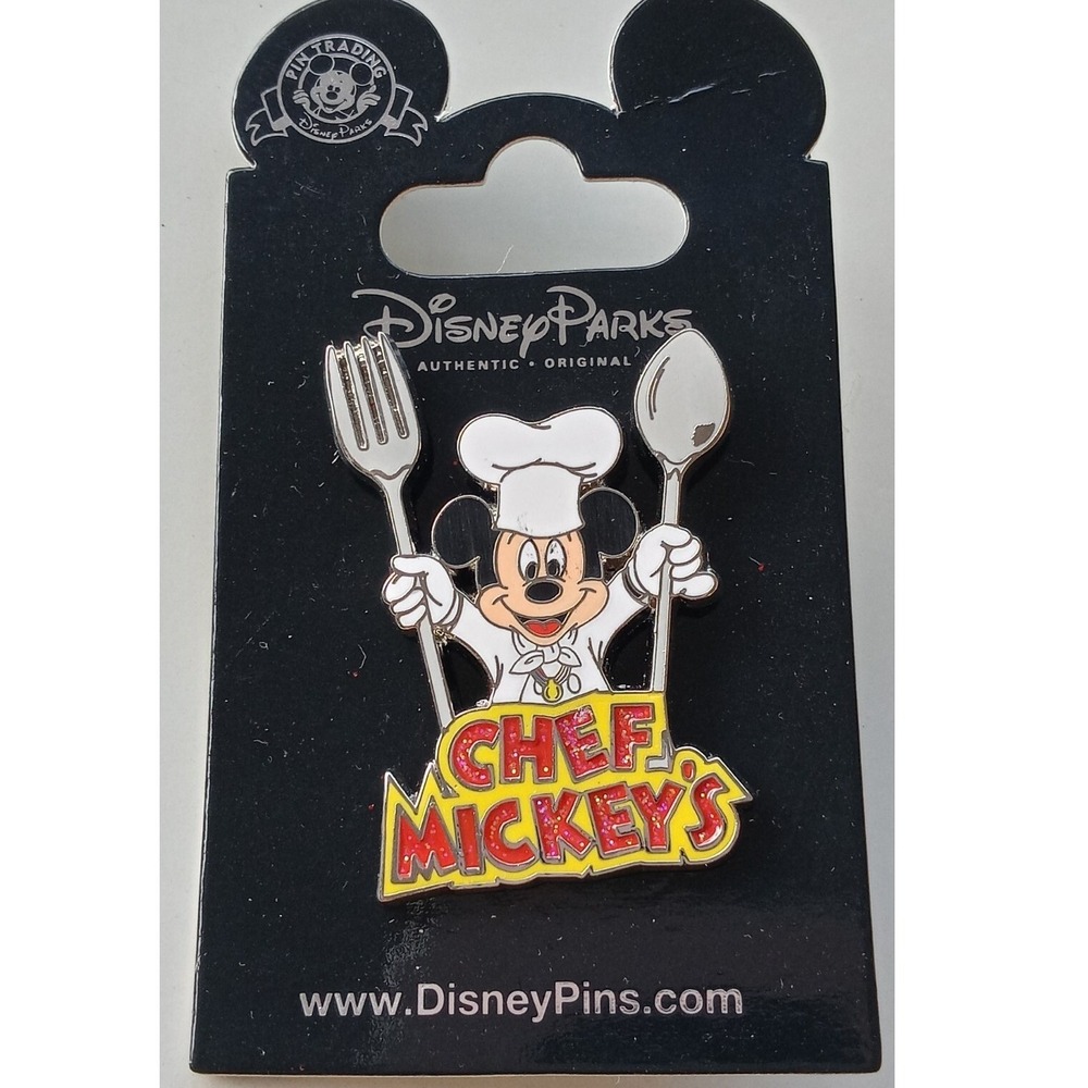 Disney Parks Chef Mickey's Restaurant Mickey Mouse Enamel Pin Glitter Logo NEW